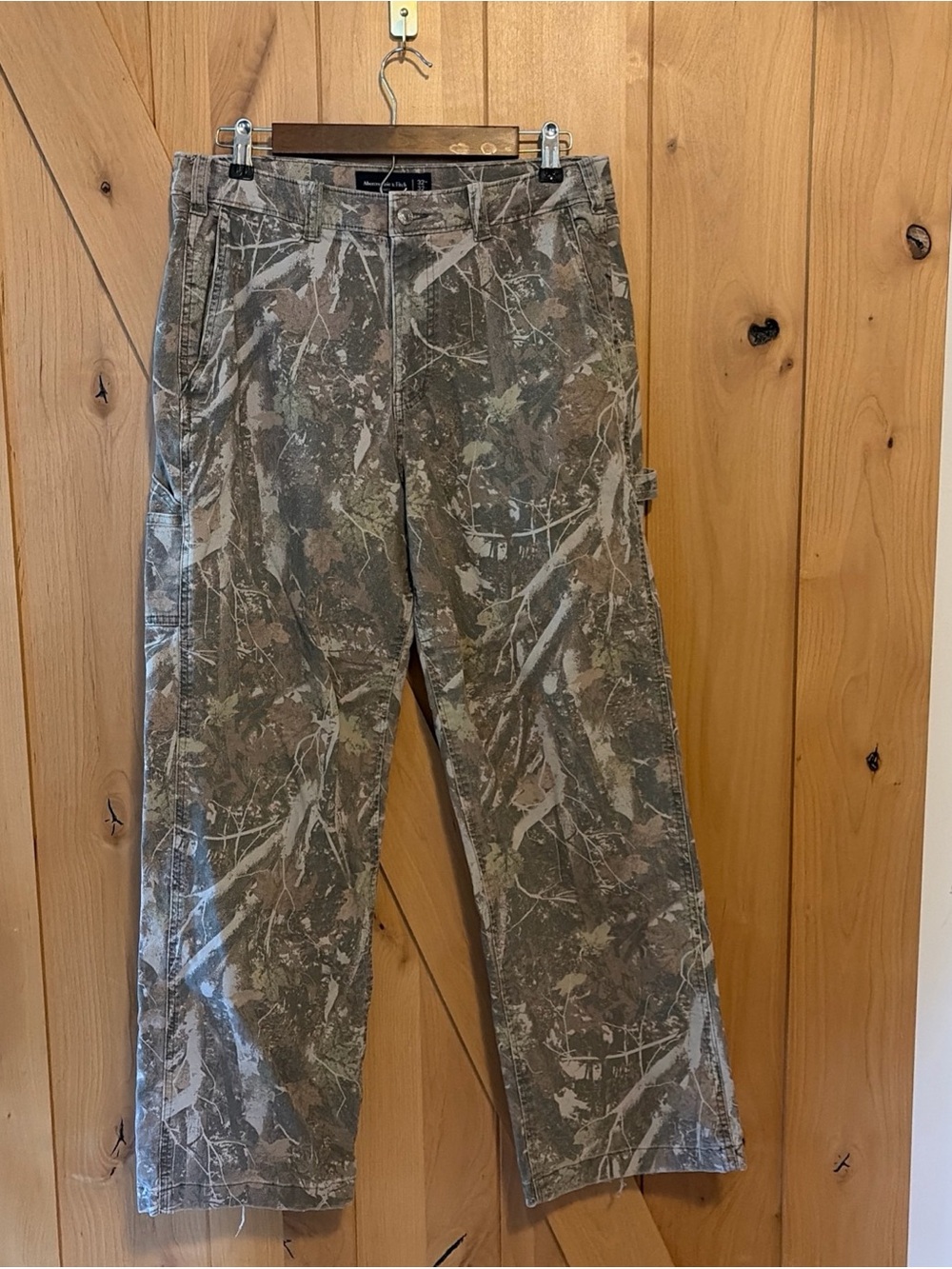 Abercrombie & Fitch Jeans Mens 32x32 Olive Camo Carpenter Baggy 5 Pocket Pant